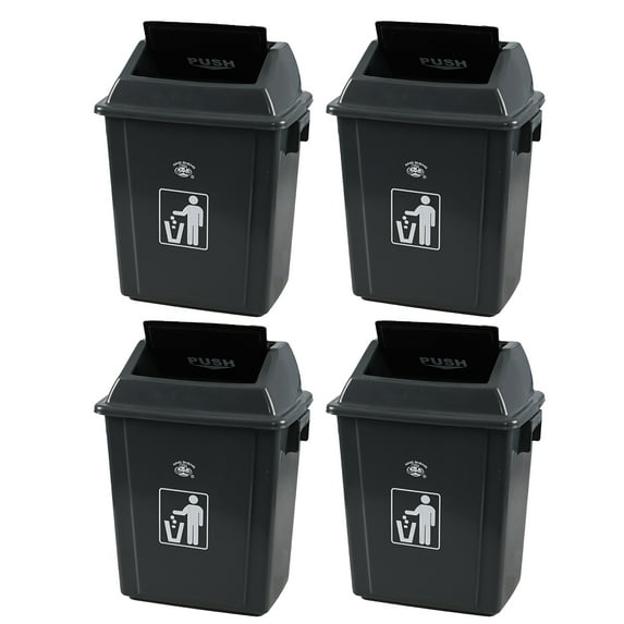 Ramddy 20 L Plastic Trash Bins with Swing Lids, 4 Pack Garbage Cans for Kitchen, Garden, Office, Gray