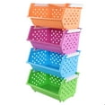thumbnail image 1 of Ramddy 4-Pack Plastic Stackable Storage Basket, Kitchen Stacking Organizer Baskets, 1 of 7
