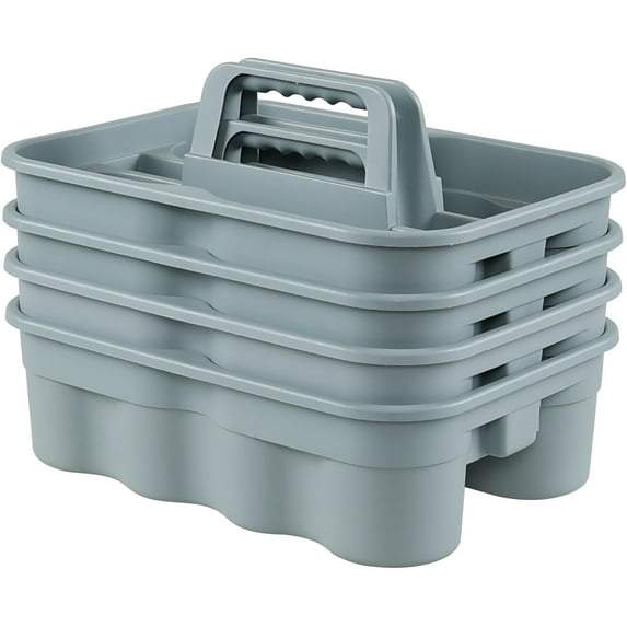 Ramddy 4 Packs Cleaning Storage Caddy with Handle, Grey, Cleaning Supplies Organizer Caddy