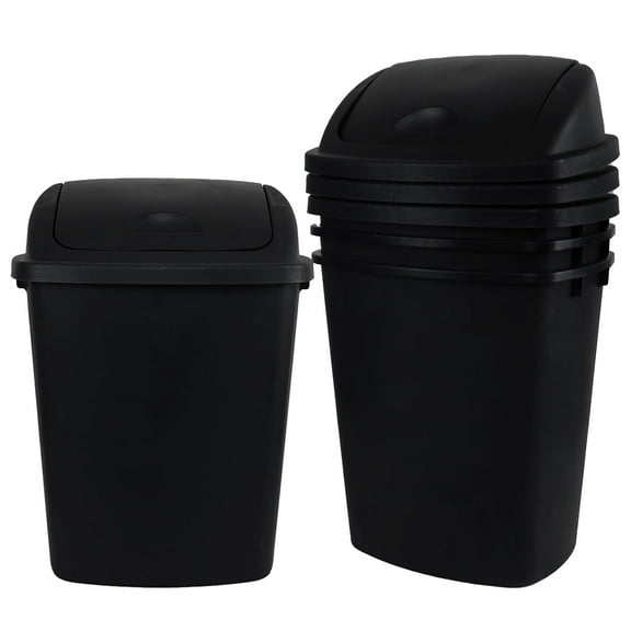 Ramddy Black 10 Gal Trash Can, 4 Packs Kitchen Garbage Can with Swing Lid