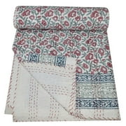 Ramdev Handicraft Indian Floral Block Print Cotton Quilt
