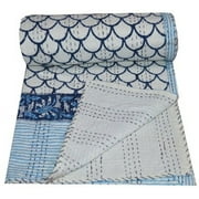 Ramdev Handicrafts Hand Block Kantha Quilt Kantha Bedspread Kantha Blanket Cotton Throw Single Size