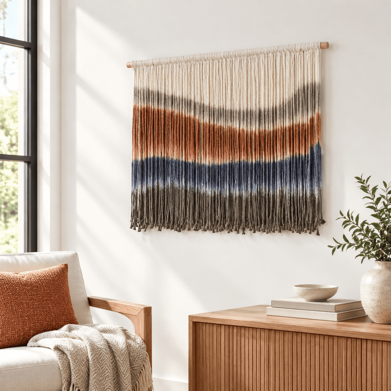 Rame Wall Hanging Blue Dip Dye For Bedroom 27
