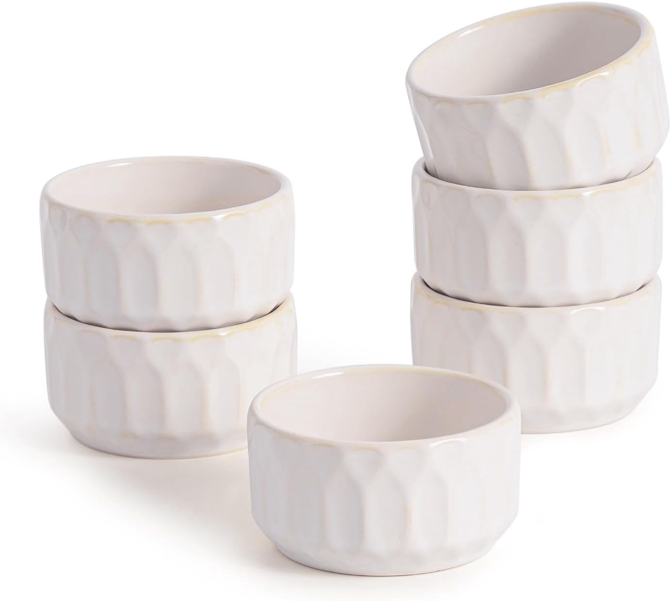 Ramekin Dish Set of 6, 4 OZ Ramekin for Creme Brulee, Lava Cake, Pudding, Souffle, Dishwasher and Oven Safe, Porcelain Ramekins for Baking, Thanksgiving Christmas for Mother Father Women Men