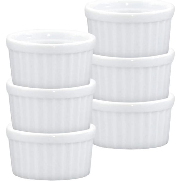 Ramekin, Fine Porcelain, For Serving Condiments, Dips, Sauces, And Small Desserts, 2-Ounce Capacity, Set of 6