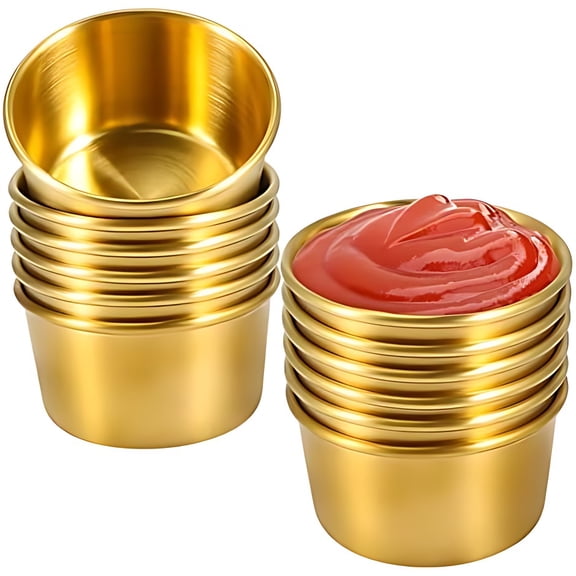 Ramekin Sauce Dipping Bowl Mini Sauce Cups Pudding Condiment Cups for Home Party Restaurant (Golden 12PCS 60ml)