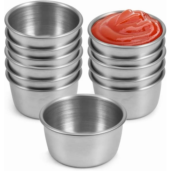 Ramekin Sauce Dipping Bowl Mini Sauce Cups Pudding Condiment Cups for Home Party Stainless Steel (Sliver 12 Pack 40ml)