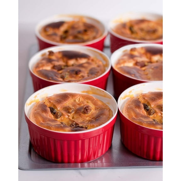 Delling Ramekins 12 oz/Dessert Bowls, Ceramic Creme Brulee Red Set of 6