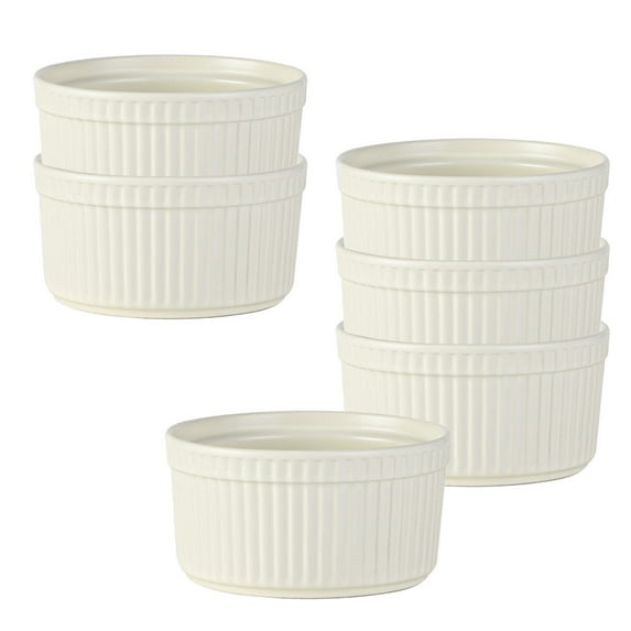 Qeeadeea Ramekins 4 Oz Oven Safe, Creme Brulee Ramekins, Souffle Cups, Souffle Dishes For Oven-White-Set of 6
