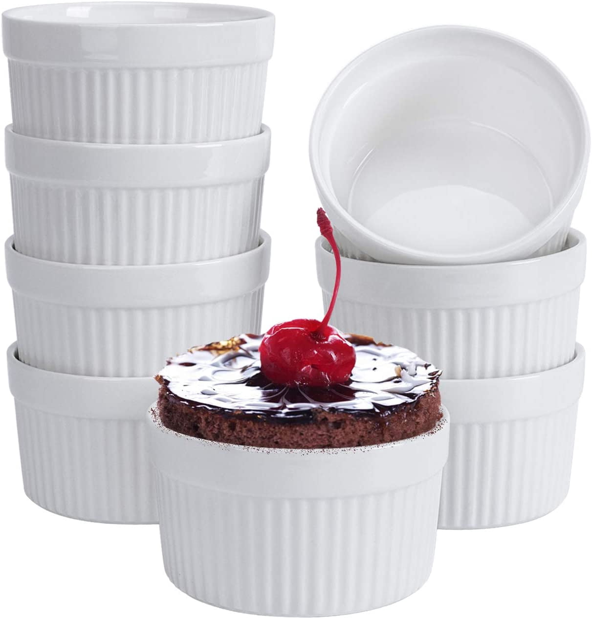 Ruffle Ramekins Ramekins 6 oz Set of 8, Creme Brulee Ramekins, Souffle Dishes, Oven ...