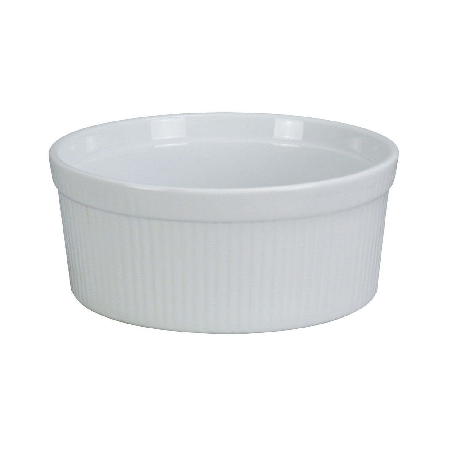 Ramekins, Round Fluted Souffle Bowl, 64 Oz., 8"Dia. X 2 3/4"H