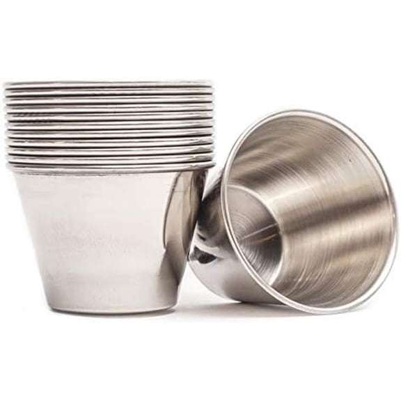 Ramekins Stainless Steel Condiment Sauce Cups, Metal Ramekins, Commercial Grade, Multifunctional, Ideal for All Hot and Cold Sauces, Individual Portion Cups (48, 2.5 oz)
