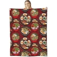 thumbnail image 1 of Ramen Blanket for Kids and Adults, Soft Lightweight Throw Blankets with Red Background for Sofa Bed Traveling Camping Japanese Decor Gifts, Single-Sided Printing, 60x80 Inches, 1 of 8