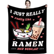 Ramen Blanket Ramen and Boba Blankets Soft Lightweight Anime Ramen Noodle Blanket and Throw Christmas Best Gifts for Men Noodle Food Lover Adults 50x40