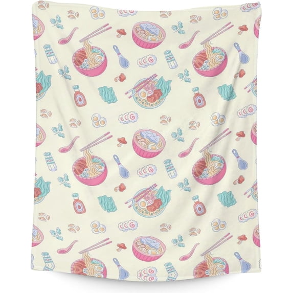 Ramen Blanket for Kids - 30"x40" Inches Cartoon Throw Blanket Gift for Girls - Colorful Lightweight Soft Blankets for Sofa, Lap & Office