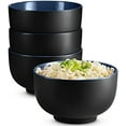 thumbnail image 1 of Ramen Bowl, Japanese Bowls, Noodle Bowls, Large Soup Bowl, Ceramic, Large Capacity, For Ramen, Pho, Udon, Soba, Microwave and Dishwasher Safe, 34 oz, Set of 4 (Black/Navy), 1 of 6