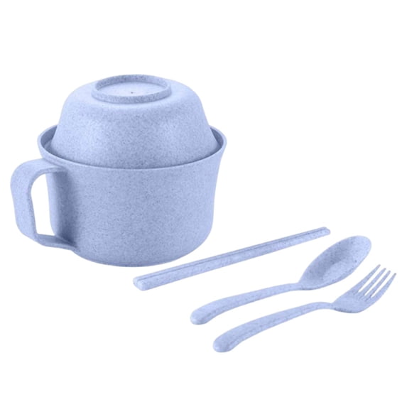 Ramen Bowl Set 6-Piece Microwave-Safe Fiber Bowls with Chopsticks Spoon Fork for Dorm Room Use