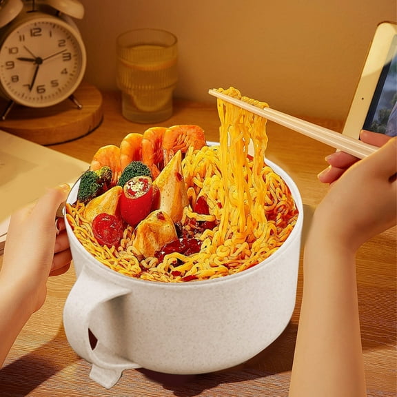 Ramen Bowl Set, Ramen Cooker, Ramen Bowls with Chopsticks and Spoon, Microwave Pasta Cooker, College Dorm Essentials for Girls Guys