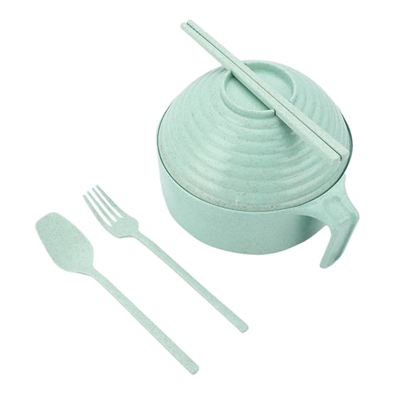 Ramen Bowl Set with Lid and Handle Complete Tableware for Dining Includes Chopsticks Spoons Forks Ideal for Apartments and Dishwasher