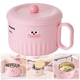 thumbnail image 1 of Ramen Bowl,Spill Proof Microwave Ramen Cooker,Cute Heat Resistant Ramen Container,5.7x4.1 Inch Instant Ramen Bowls with Lid,Durable Microwavable Portable Noodle Vessel for Dorm Room,Fast Food, 1 of 2