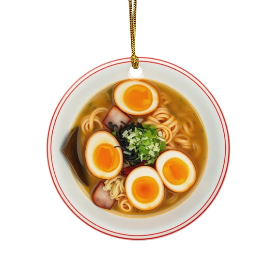 Ramen Broth with Noodles Pork & Nori Asian Comfort Foods Christmas Ornament, Foodie Gift for Kitchen, Chef Cooking Food Novelty Xmas Ornament (Flat Printed Ceramic, NOT 3D)
