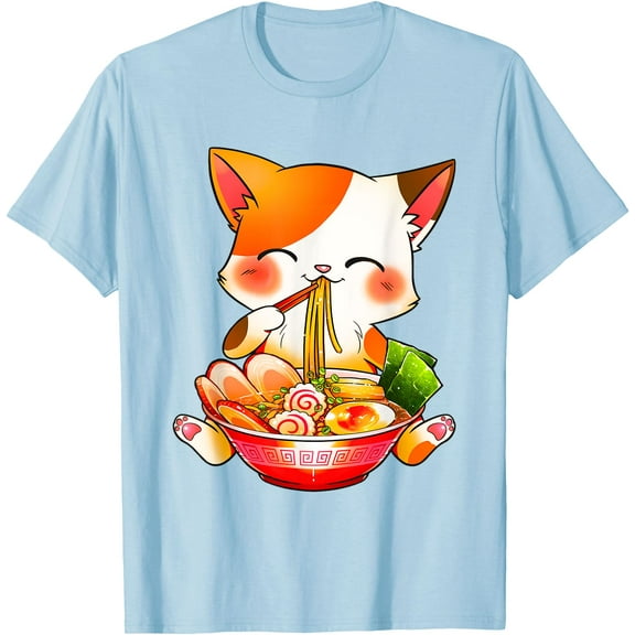 Ramen Cat Anime Kawaii Japanese Unisex T-Shirt for Men Women Kids Toddler
