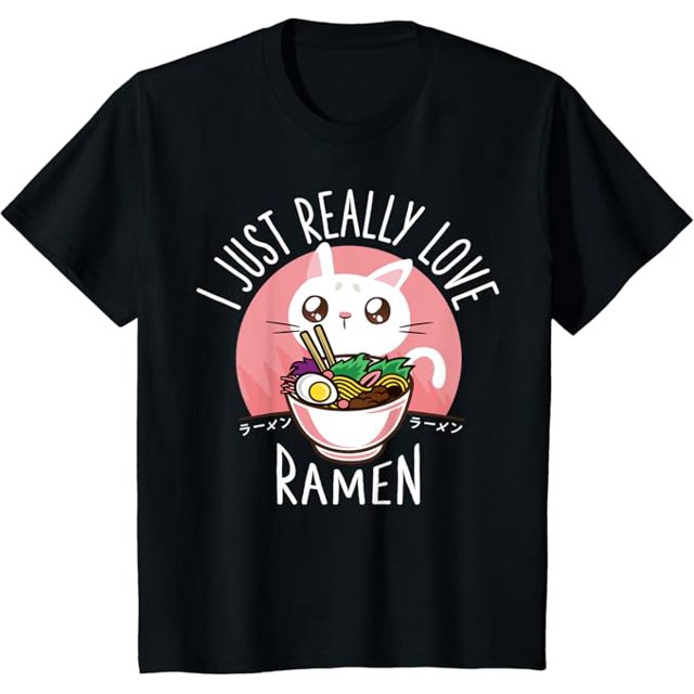Ramen Cat Anime Youth TShirt Kawaii Clothes Clothing Manga Shirt