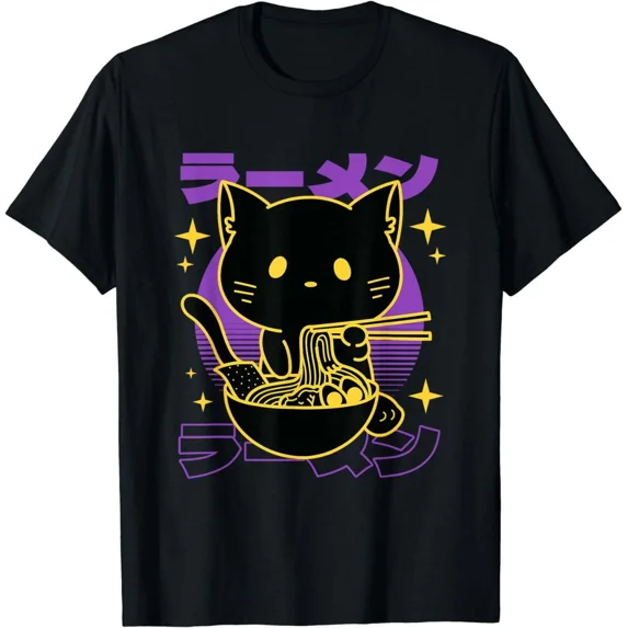 Ramen Cat Japanese T-Shirt---