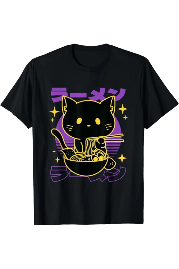 Ramen Cat Japanese T-Shirt---
