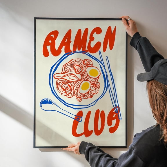 Ramen Club Art Print, Japanese Kitchen Decor, Unframed Paper Poster 8x10in