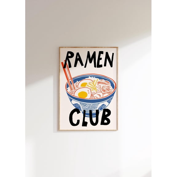Ramen Club Art Print, Japanese Kitchen Poster, Unframed Paper Poster 8x10in