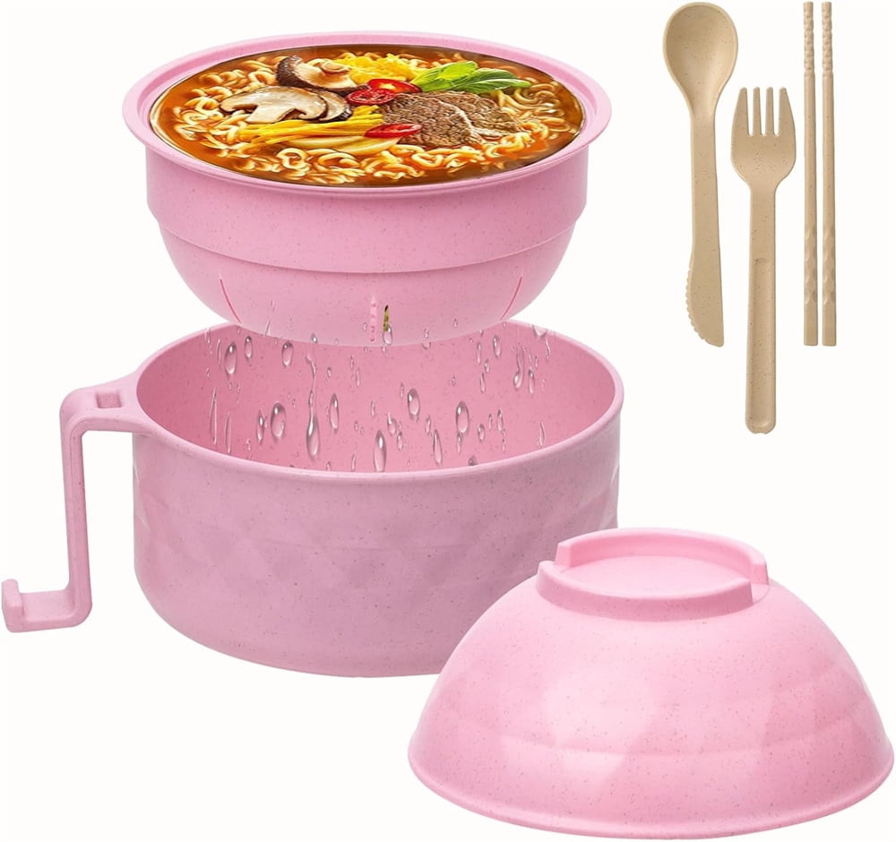 MUUBOOX 32oz Ramen Cooker Bowl Set - Microwave-Safe Noodle Bowl With Lid, Portable For Office & Dorm
