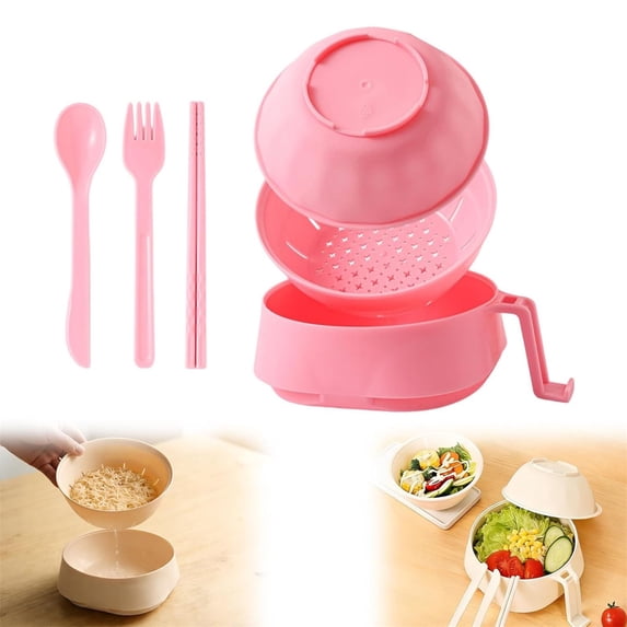 Ramen Cooker Bowl Set with Chopsticks Microwave Noodle Bowl, Side Handle Steam Vent, Dishwasher Safe Instant Ramen Maker red