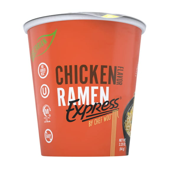 Ramen Express Chicken Flavor Ramen Noodles, Vegan, Halal, Kosher, 2.25 oz Cup