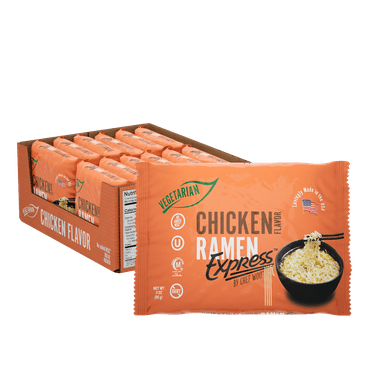 Ramen Express Chicken Flavor Ramen Noodles, Vegan, Halal, Kosher, 3 oz Pouch, Pack of 12