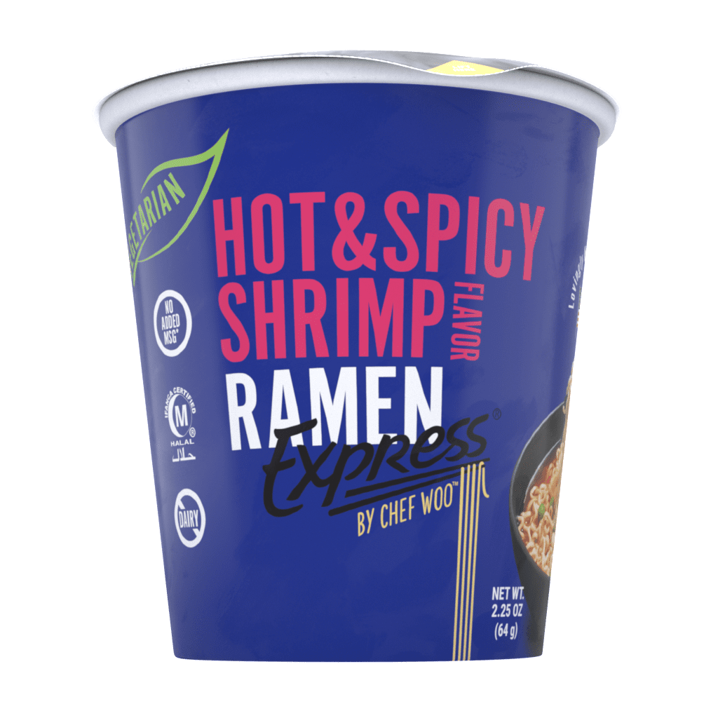 Ramen Express Hot and Spicy Shrimp Flavored Ramen Noodles, Vegetarian, Kosher, 2.25 oz Cup