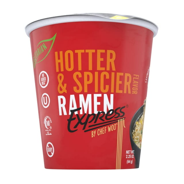 Ramen Express Hotter & Spicier Ramen Noodles, Vegan, Halal, Kosher, 2.25 oz Cup