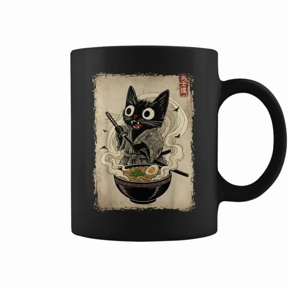 Ramen Is The Way Of The Warrior Cat Samurai Coffee Mugs