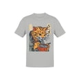 thumbnail image 1 of Ramen-Loving Cat Ukiyo-e Art Men's Gray T-shirt, 1 of 3