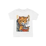 Ramen-Loving Cat Ukiyo-e Youth Youth's White T-shirt