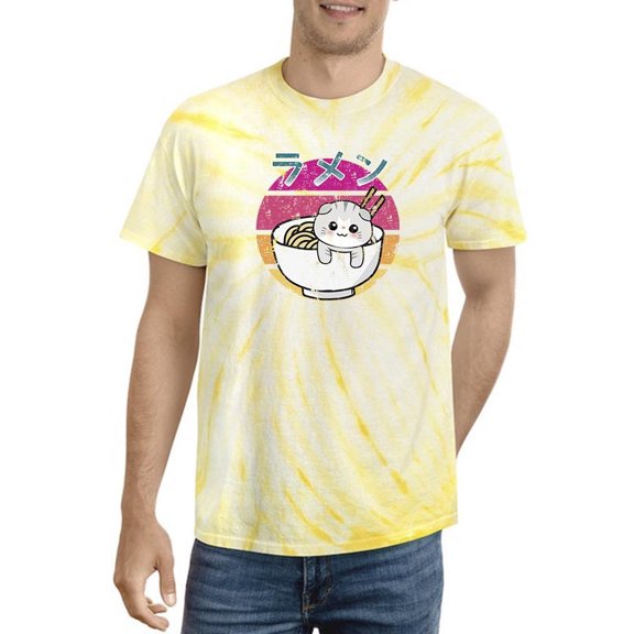 Ramen Neko Bowl Faded Art Tie Dye Cyclone Men -Smartprints Designs, Male Medium