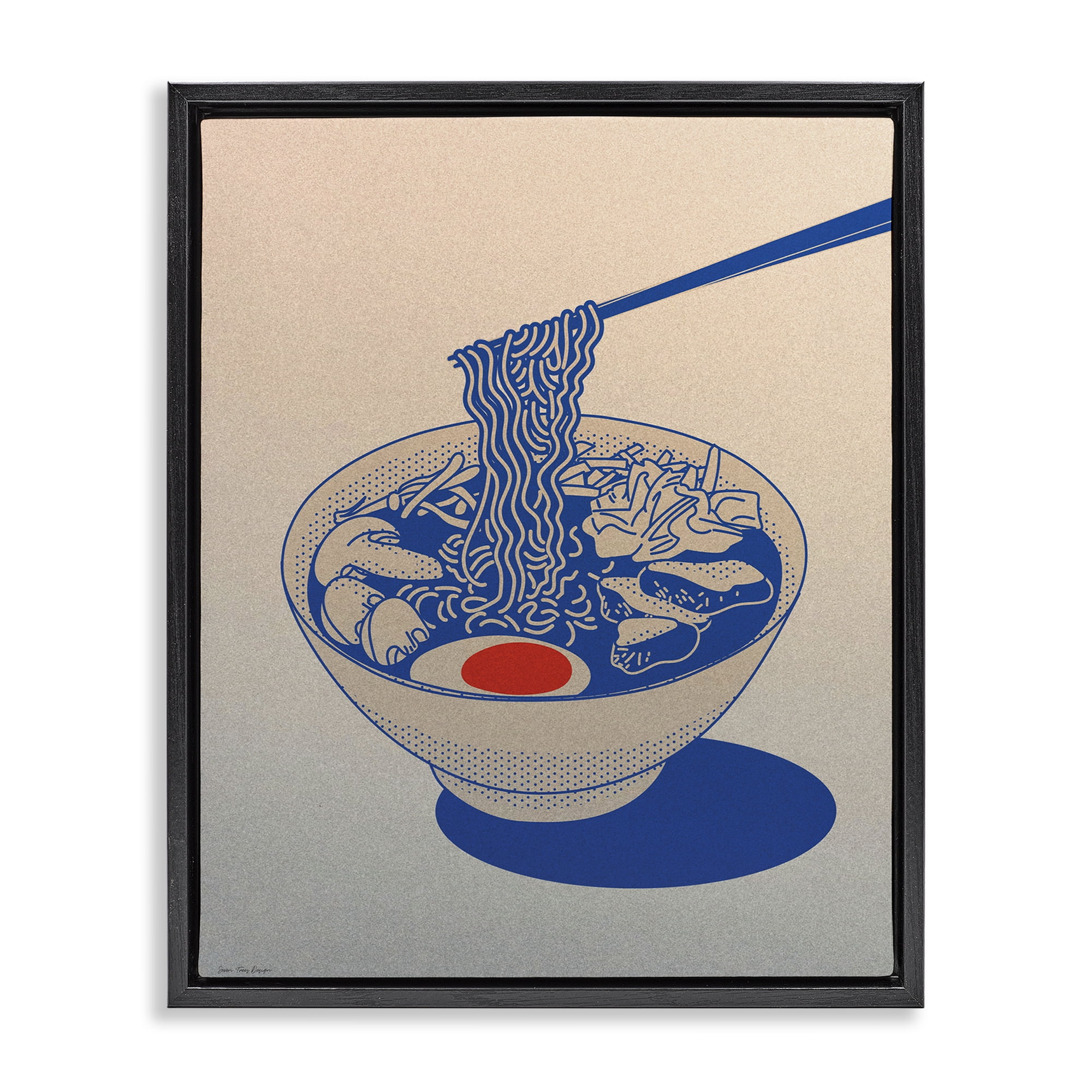 Ramen Noodle Bowl Gradient Black Framed Floater Canvas Wall Art, design by Seven Trees Design