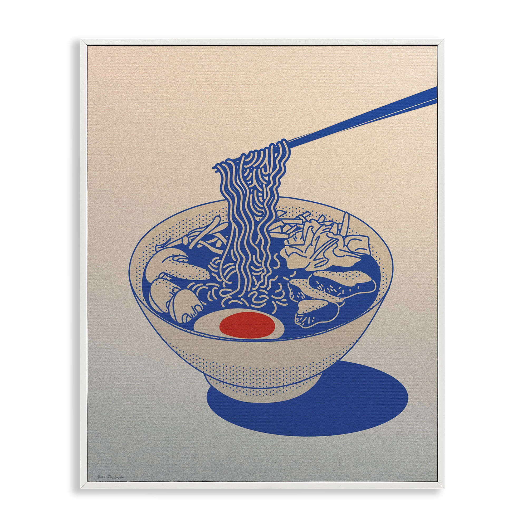 Ramen Noodle Bowl Gradient White Framed Giclee Art, design by Seven Trees Design