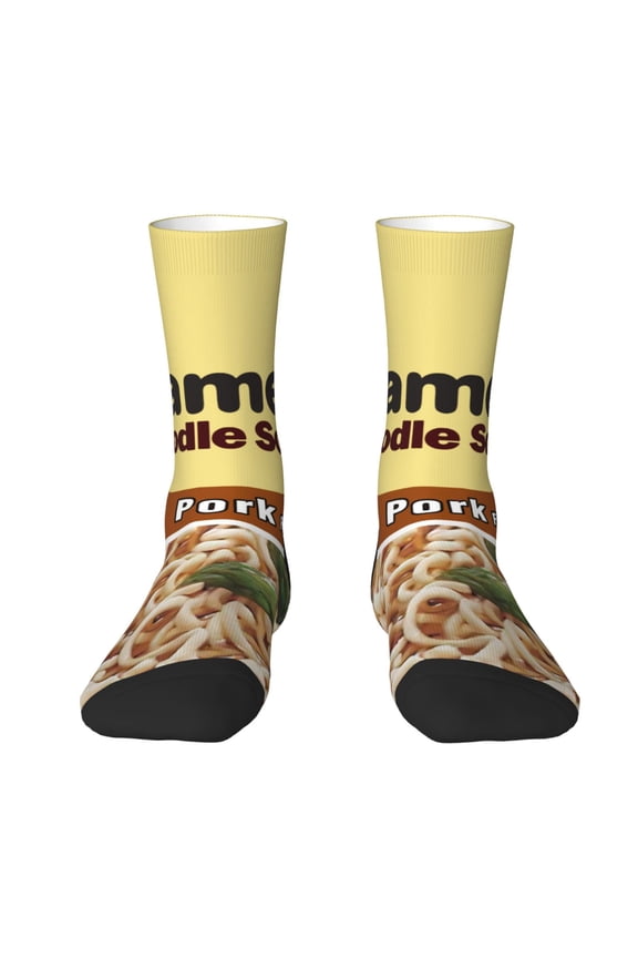 Ramen Noodle Chicken Long Socks Adult Cartoon Crew Socks Casual Socks For Women Men Youth