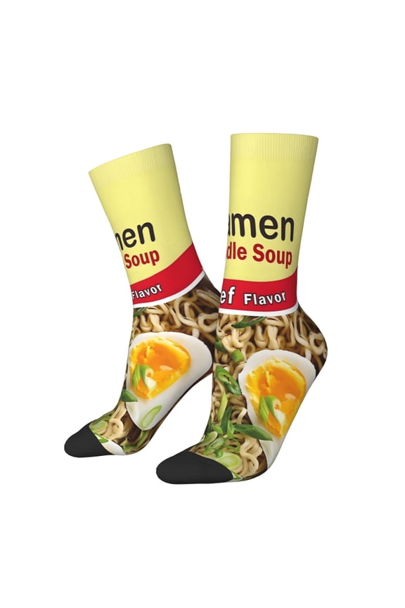 Ramen Noodle Soup Funny Cool Athletic Sport Novelty Socks Casual Dress Crew Socks For Women Men