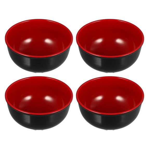 Ramen Noodles 4 Pcs Rice Bowl Soup Bowls Household Hand-Pulled Container Red Melamine