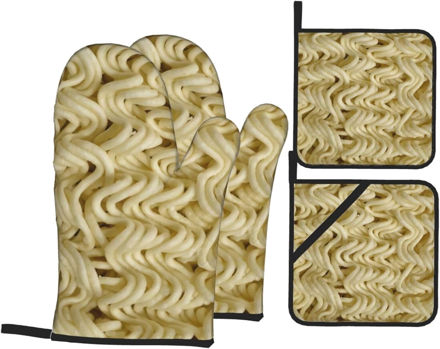 Ramen Noodles Food 4-Piece Waterproof Heat-Resistant Gloves Set with ...
