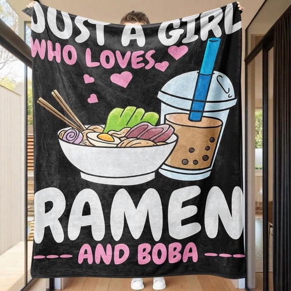 Ramen Pattern Blanket, Soft Comfortable Throw Blanket, Warm Napping Blanket for Home Office Travel, Gift for Anime Fans