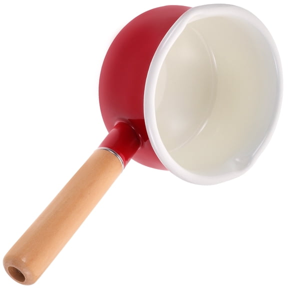 YSNOOWE Small Red Enamel Cooking Pot Non-stick Milk Boiler for Housewarming 1Set