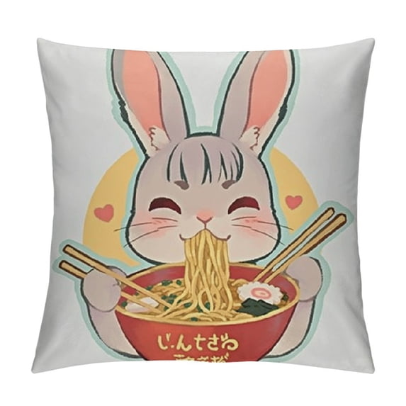 Ramen Rabbit Pet Throw Pillow, Multicolor
